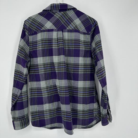 LL Bean Shirt Mens Large Purple Green Plaid Button Down Outdoors Hiking Pockets - Picture 10 of 13